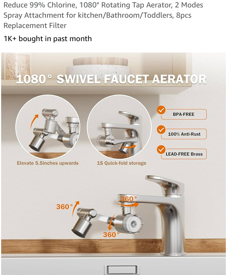 Filtered Faucet extender- Bathroom/Kitchen sink- universal fit