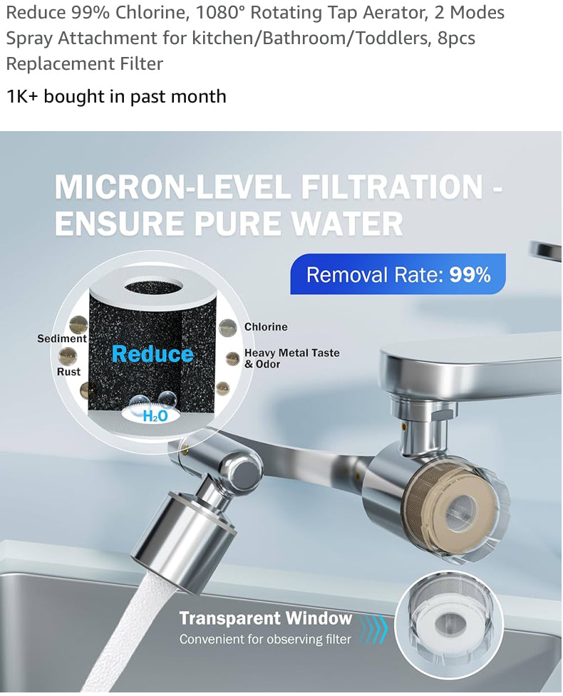 Filtered Faucet extender- Bathroom/Kitchen sink- universal fit